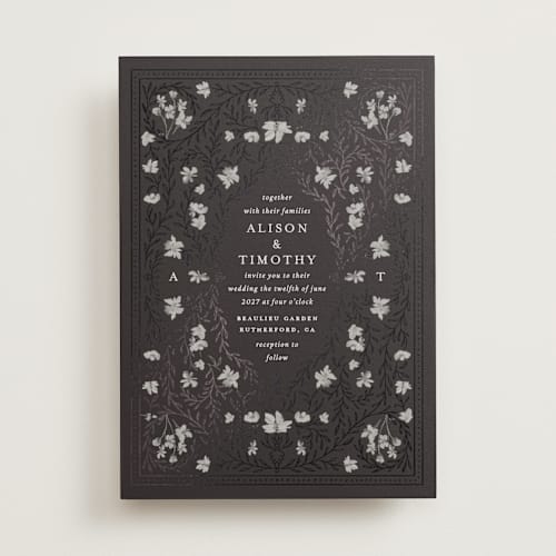 This is a lutyens foil stamped wedding invitations with foil pressed by Claudia Orengo called victorian printing on signature in standard