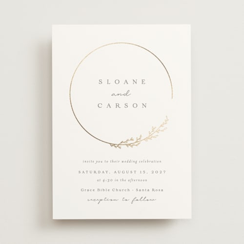 This is a chiffon foil stamped wedding invitations with foil pressed by Brianne Larsen called branched printing on signature in standard