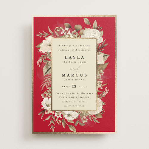 This is a passion foil stamped wedding invitations with foil pressed by Susan Moyal called classic love printing on signature in standard