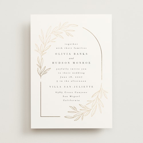 This is a ink foil stamped wedding invitations with foil pressed by Kristie Kern called bianca printing on signature in standard