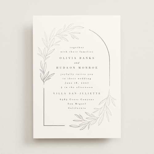 This is a ink foil stamped wedding invitations with foil pressed by Kristie Kern called bianca printing on signature in standard