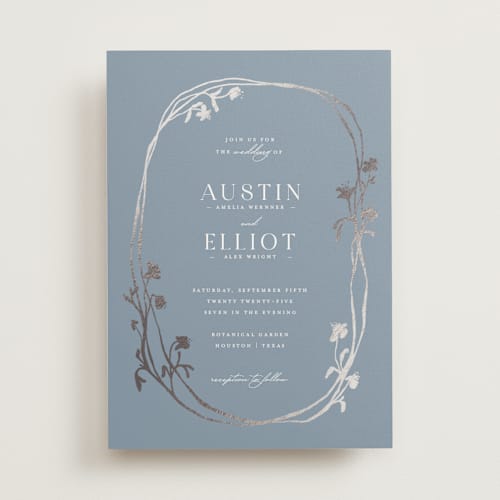 This is a ashley foil stamped wedding invitations with foil pressed by Pati Cascino called floral enlace printing on signature in standard