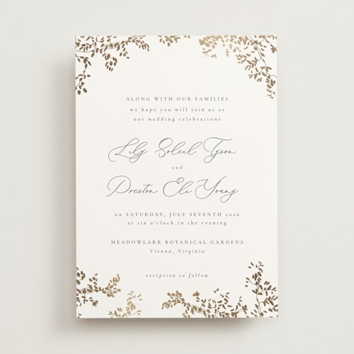 This is a classique foil stamped wedding invitations with foil pressed by Design Lotus called forever and a day printing on signature in standard