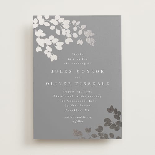 This is a platinum foil stamped wedding invitations with foil pressed by Kristie Kern called loire printing on signature in standard