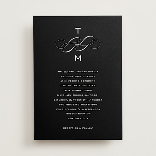 This is a obsidian wedding invitations with standard by Kimberly FitzSimons called enamored printing on signature in standard