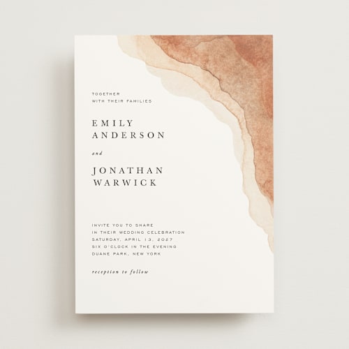 This is a desert wedding invitations with standard by Yuliya Evseeva called watercolor dune printing on signature in standard