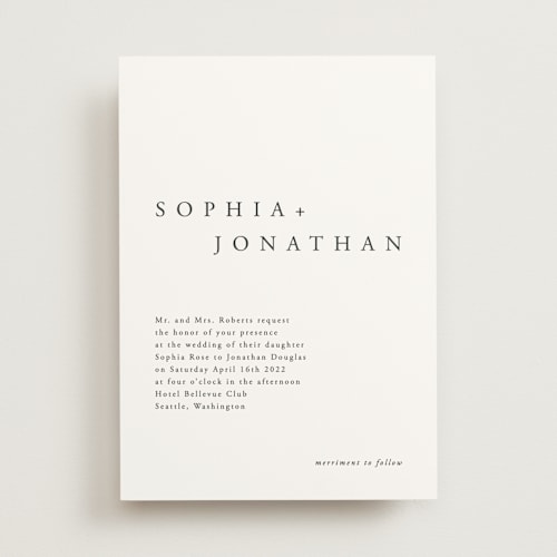 This is a air wedding invitations with standard by lulu and isabelle called the minimalist printing on signature in standard