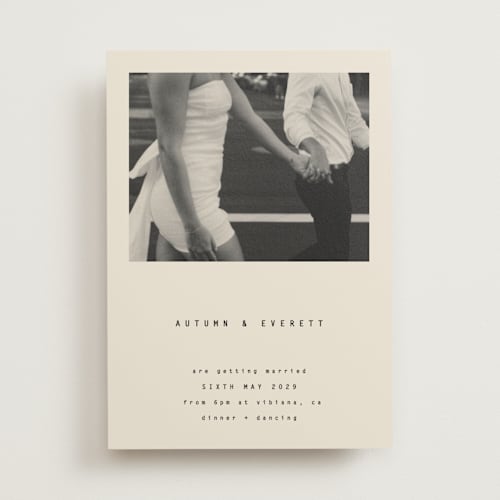 This is a vanilla wedding invitations with standard by Blustery August called nonnette printing on signature in standard