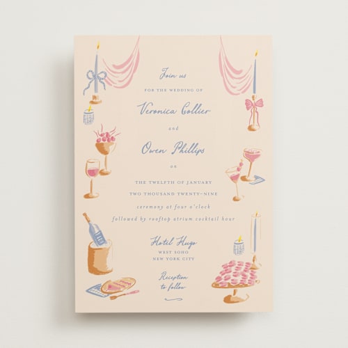This is a sky wedding invitations with standard by Sarah Rosenthal called velvet cherry printing on signature in standard