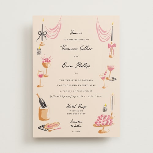 This is a noir wedding invitations with standard by Sarah Rosenthal called velvet cherry printing on signature in standard