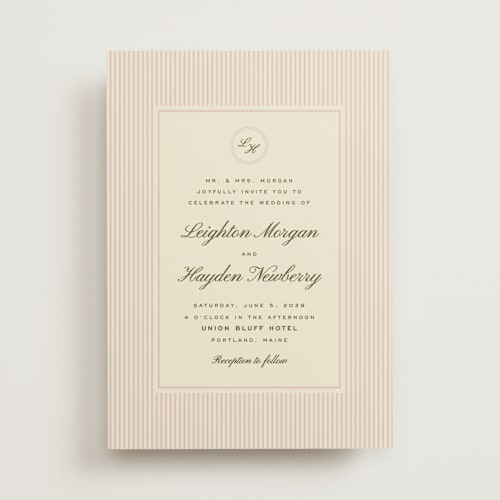 This is a blush wedding invitations with standard by Ellen Schlegelmilch called hayden printing on signature in standard