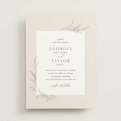 This is a eggshell wedding invitations with standard by Robert and Stella called etched frame printing on signature in standard