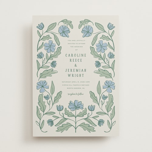 This is a garden wedding invitations with standard by Kelly Watkins called botanical printing on signature in standard
