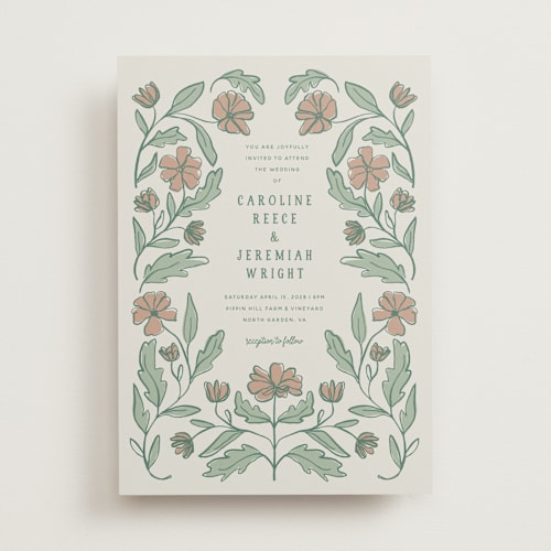 This is a rosebud wedding invitations with standard by Kelly Watkins called botanical printing on signature in standard