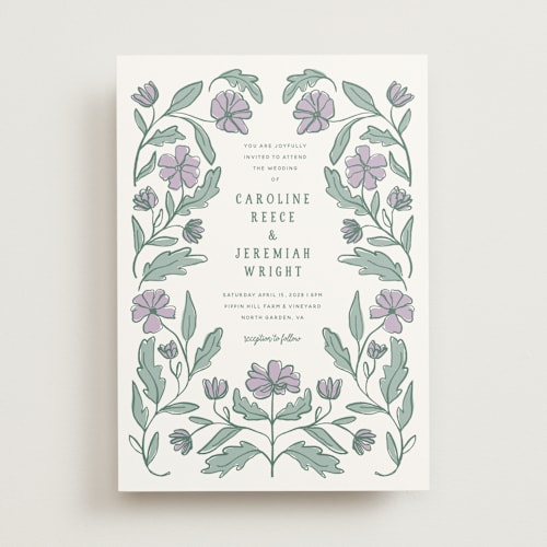 This is a hydrangea wedding invitations with standard by Kelly Watkins called botanical printing on signature in standard