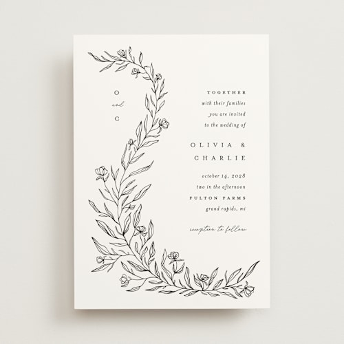 This is a alpine wedding invitations with standard by Pixel and Hank called floral cascade printing on signature in standard