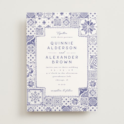 This is a iris wedding invitations with standard by Anastasia Makarova called watercolor tile printing on signature in standard