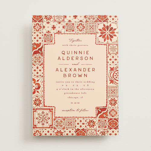 This is a spice wedding invitations with standard by Anastasia Makarova called watercolor tile printing on signature in standard