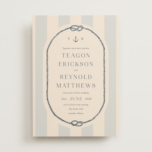 This is a sea breeze wedding invitations with standard by Rebecca Durflinger called nautical nuptials printing on signature in standard