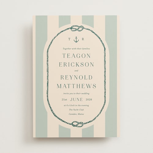 This is a sea glass wedding invitations with standard by Rebecca Durflinger called nautical nuptials printing on signature in standard