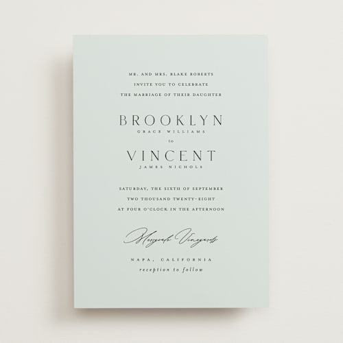 This is a sky wedding invitations with standard by Kelly Schmidt called merryvale printing on signature in standard