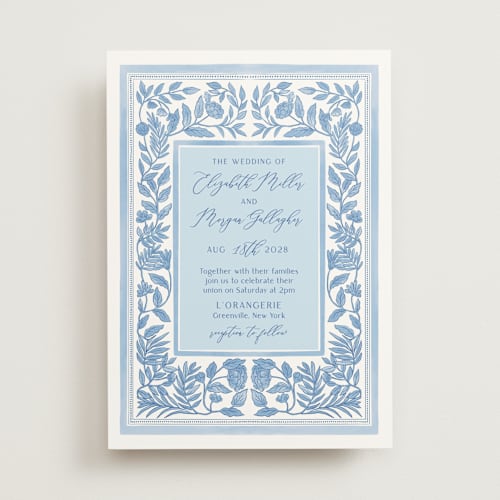 This is a porcelain wedding invitations with standard by Elly called porcelain floral printing on signature in standard
