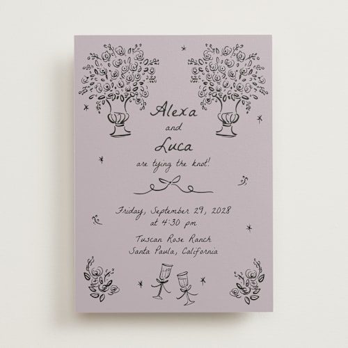 This is a lavender wedding invitations with standard by Ani Somi called roses printing on signature in standard