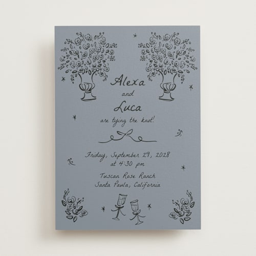 This is a sky wedding invitations with standard by Ani Somi called roses printing on signature in standard