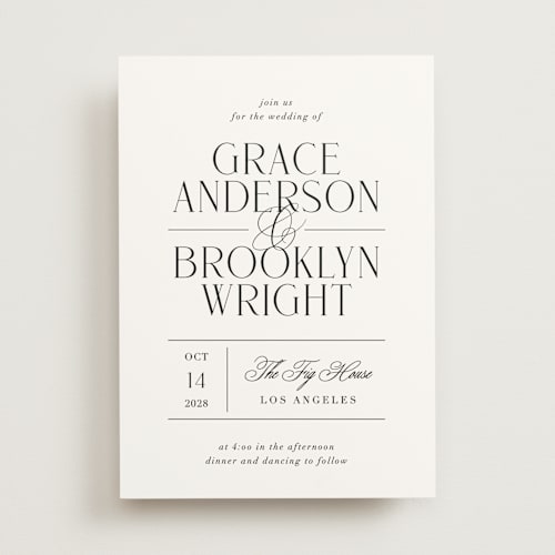 This is a caviar wedding invitations with standard by Olivia Raufman called grand scale printing on signature in standard