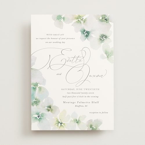 This is a springtime wedding invitations with standard by Design Lotus called whispered printing on signature in standard