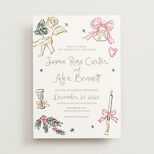 This is a fairy tale wedding invitations with standard by Cass Loh called holidays ink doodles printing on signature in standard