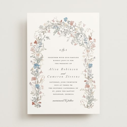 This is a mud wedding invitations with standard by Lori Wemple called flowering arch printing on signature in standard