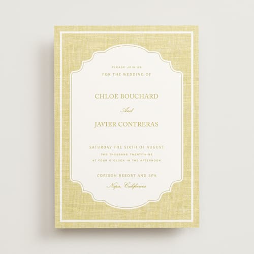 This is a citrus wedding invitations with standard by Kelly Schmidt called summer linen printing on signature in standard