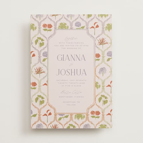 This is a botanical meadow wedding invitations with standard by Vera Lim called the gallery printing on signature in standard