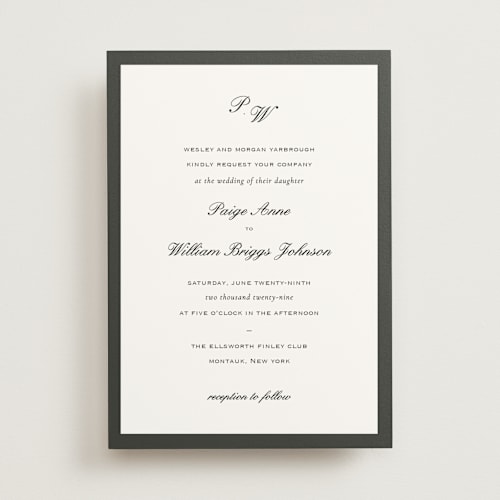 This is a smoke wedding invitations with standard by Sara Hicks Malone called briland printing on signature in standard