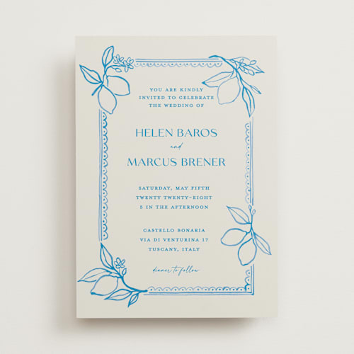 This is a ocean wedding invitations with standard by Pati Cascino called mediterraneo printing on signature in standard