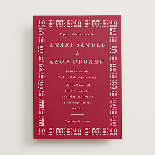 This is a ruby wedding invitations with standard by Oma N. Ramkhelawan called amari printing on signature in standard