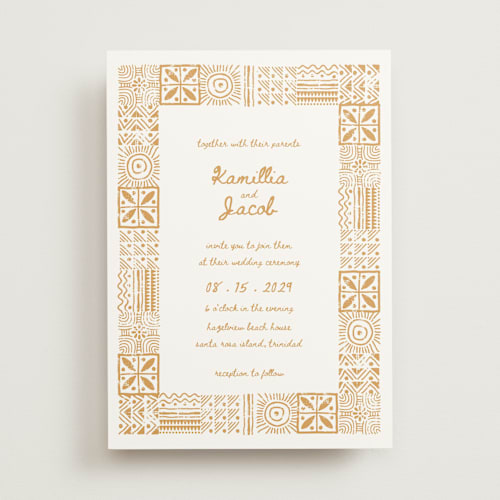 This is a amber wedding invitations with standard by Selima Akhter called tribal rythm printing on signature in standard