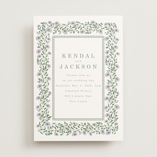 This is a plum wedding invitations with standard by Baumbirdy called framed floral printing on signature in standard