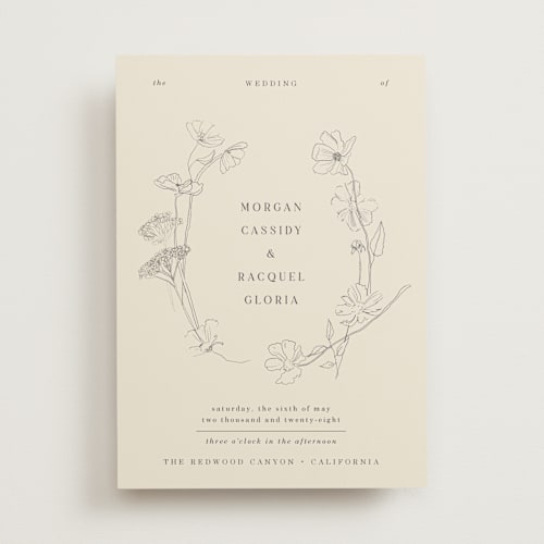 This is a ivory wedding invitations with standard by Baumbirdy called floral stamp printing on signature in standard