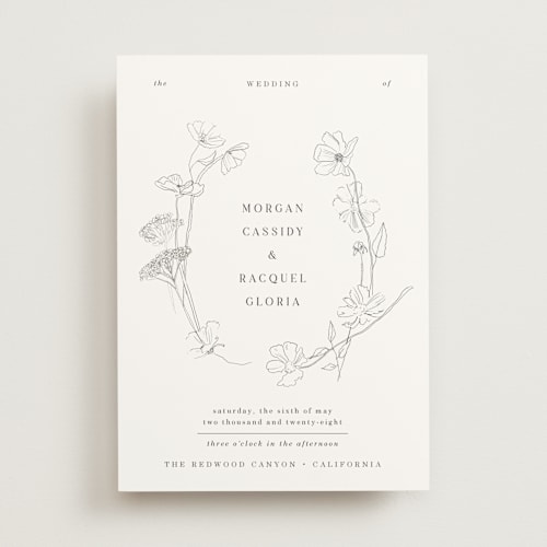 This is a pearl wedding invitations with standard by Baumbirdy called floral stamp printing on signature in standard