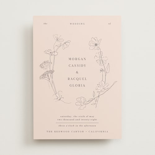 This is a chenille wedding invitations with standard by Baumbirdy called floral stamp printing on signature in standard