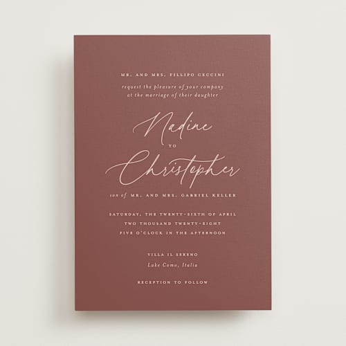 This is a chestnut wedding invitations with standard by chocomocacino called spiku printing on signature in standard