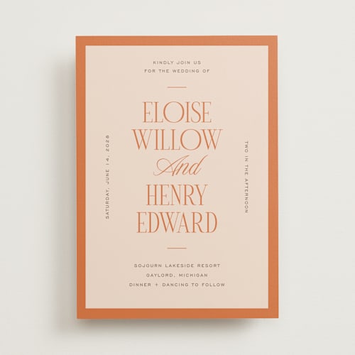 This is a sunshine wedding invitations with standard by Pixel and Hank called threaded printing on signature in standard