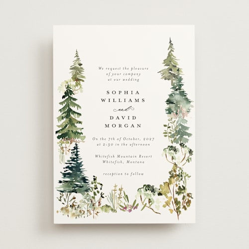 This is a forest wedding invitations with standard by Petra Kern called great outdoors printing on signature in standard
