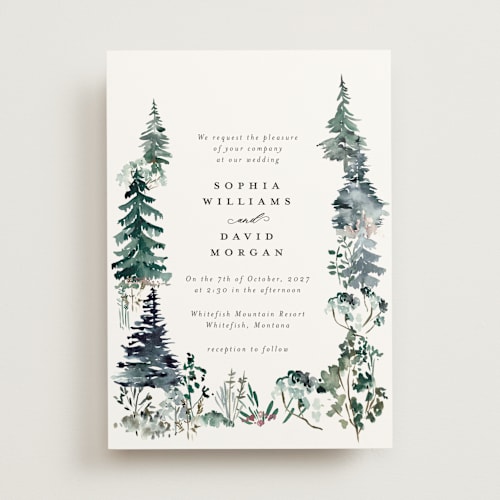 This is a snow wedding invitations with standard by Petra Kern called great outdoors printing on signature in standard