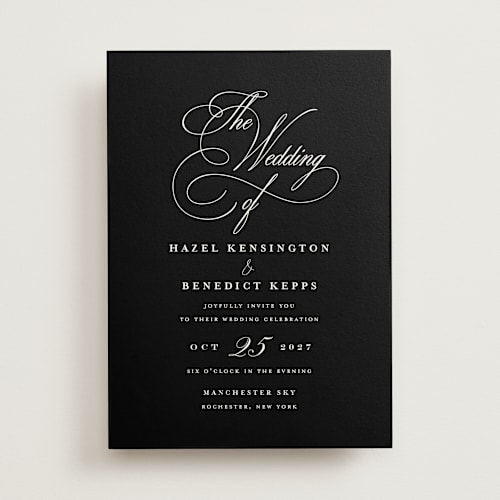 This is a tuxedo wedding invitations with standard by chocomocacino called scamorza printing on signature in standard