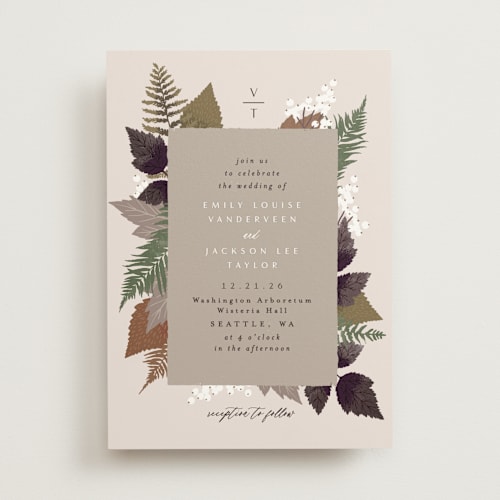 This is a natural wedding invitations with standard by Alethea and Ruth called autumnal printing on signature in standard