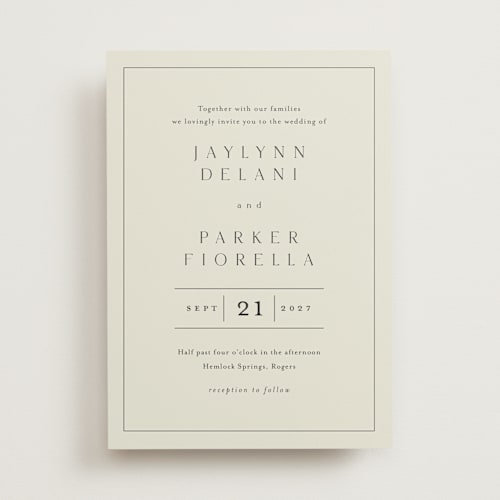 This is a ivory wedding invitations with standard by Stacey Meacham called warm affection printing on signature in standard