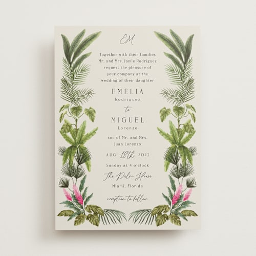 This is a lime wedding invitations with standard by Elly called tropical garden printing on signature in standard